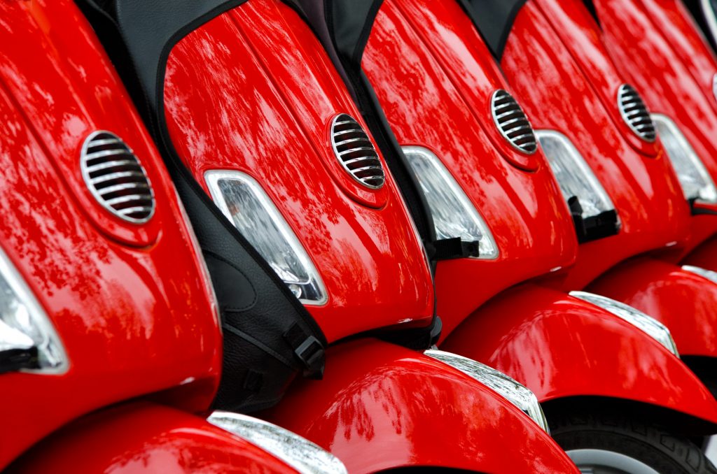 Group of red scooters