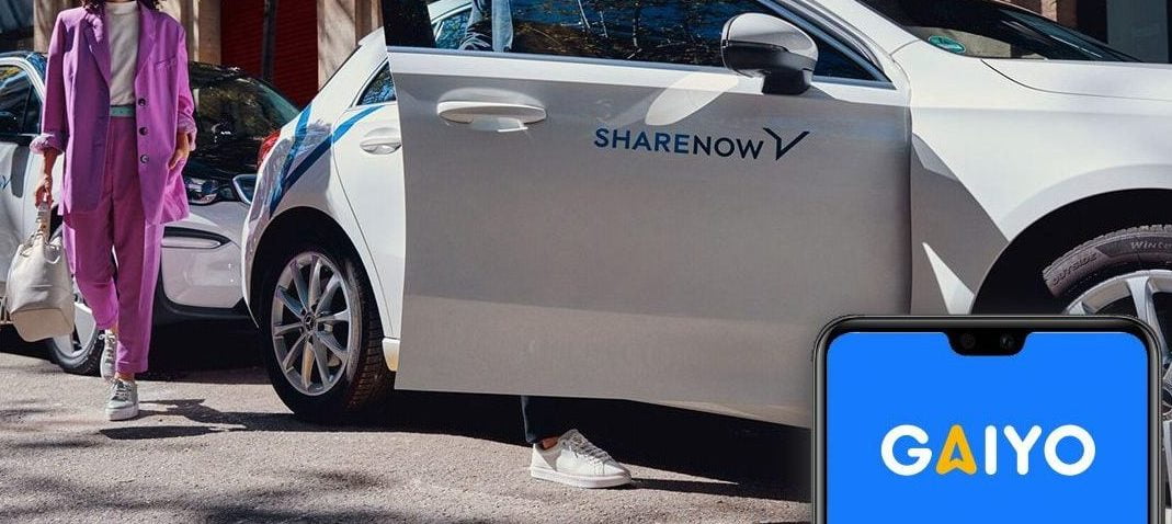 Electric shared cars from SHARE NOW in Gaiyo app